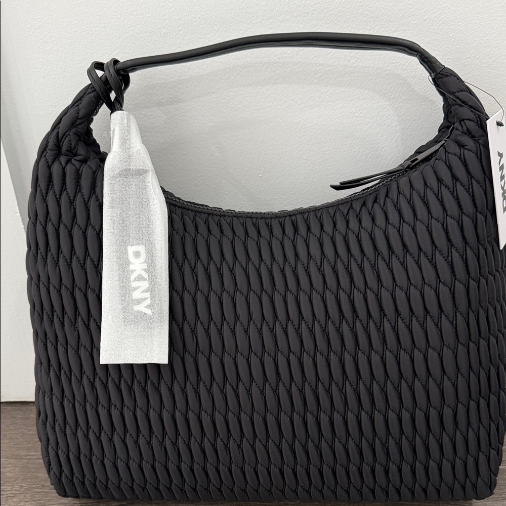 DKNY Black Textured Hobo Bag NWT